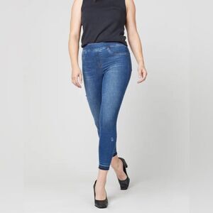 Spanx Distressed Ankle Skinny Jeans, Medium Wash Pull On Size Large